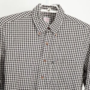 Brooks Brothers Button Down Shirt Mens L Black White Gingham Cotton Long Sleeve